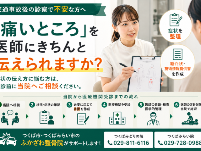 交通事故後、病院で症状をうまく説明できないときは？受診前にできる準備をつくば市の整骨院が解説